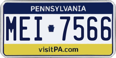 PA license plate MEI7566