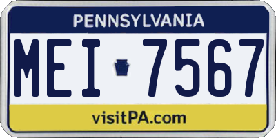 PA license plate MEI7567