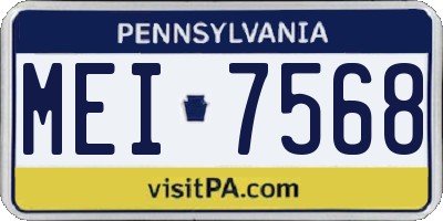 PA license plate MEI7568