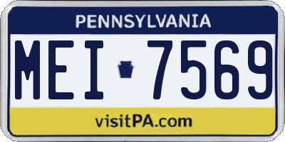 PA license plate MEI7569