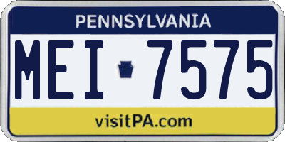 PA license plate MEI7575