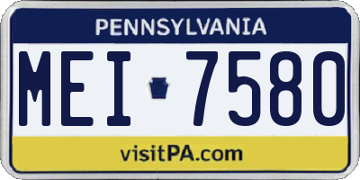 PA license plate MEI7580