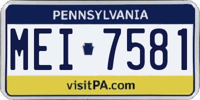 PA license plate MEI7581