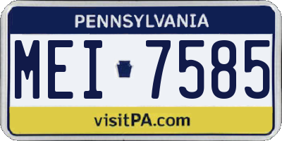 PA license plate MEI7585