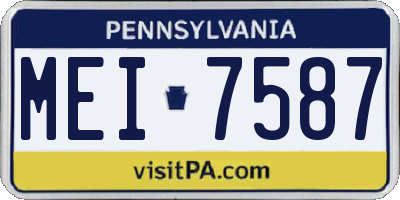 PA license plate MEI7587