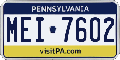 PA license plate MEI7602