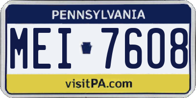 PA license plate MEI7608