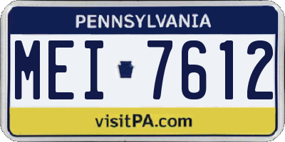 PA license plate MEI7612