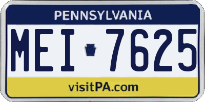 PA license plate MEI7625