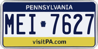 PA license plate MEI7627