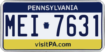 PA license plate MEI7631