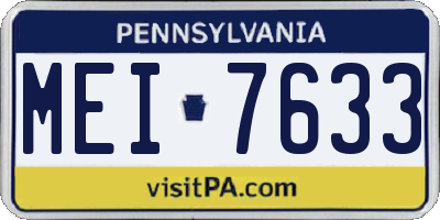 PA license plate MEI7633