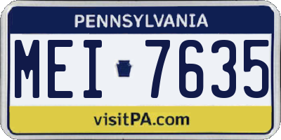 PA license plate MEI7635