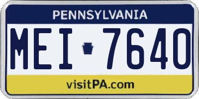 PA license plate MEI7640