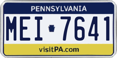 PA license plate MEI7641