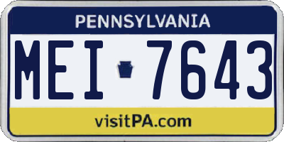 PA license plate MEI7643