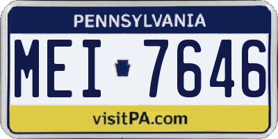 PA license plate MEI7646