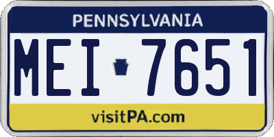 PA license plate MEI7651