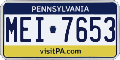 PA license plate MEI7653
