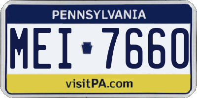 PA license plate MEI7660