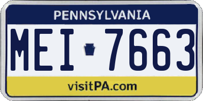 PA license plate MEI7663