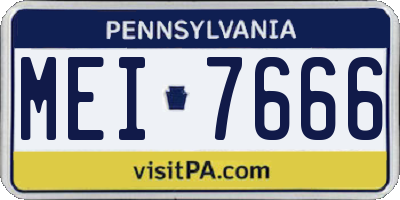 PA license plate MEI7666