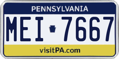 PA license plate MEI7667