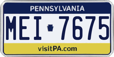 PA license plate MEI7675