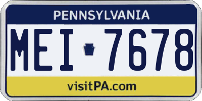 PA license plate MEI7678