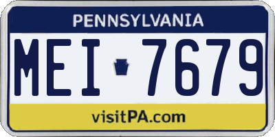 PA license plate MEI7679