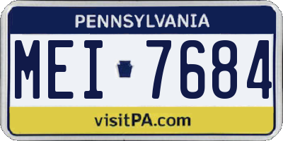 PA license plate MEI7684