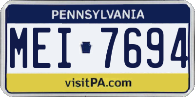 PA license plate MEI7694