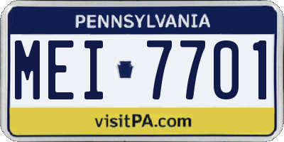 PA license plate MEI7701
