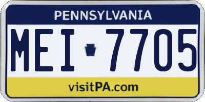 PA license plate MEI7705