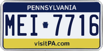 PA license plate MEI7716