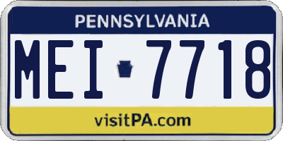 PA license plate MEI7718