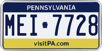 PA license plate MEI7728