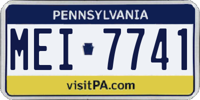 PA license plate MEI7741