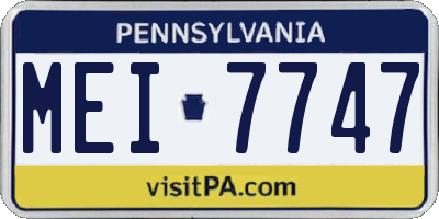 PA license plate MEI7747