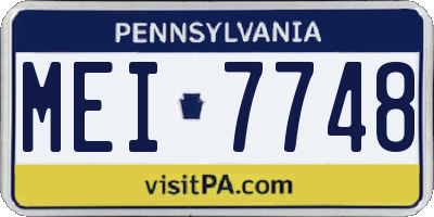 PA license plate MEI7748