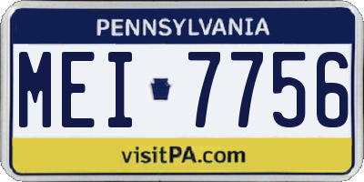 PA license plate MEI7756