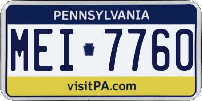 PA license plate MEI7760