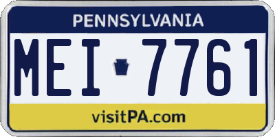 PA license plate MEI7761