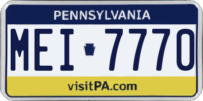 PA license plate MEI7770