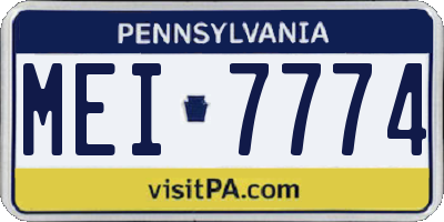 PA license plate MEI7774