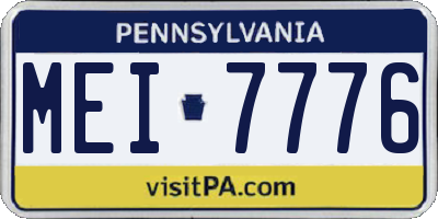 PA license plate MEI7776
