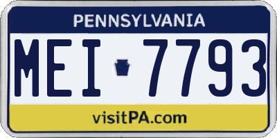 PA license plate MEI7793
