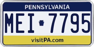 PA license plate MEI7795