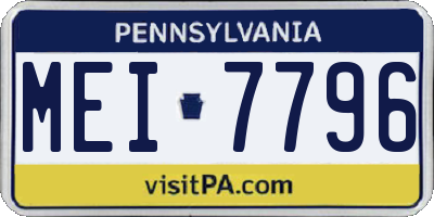 PA license plate MEI7796