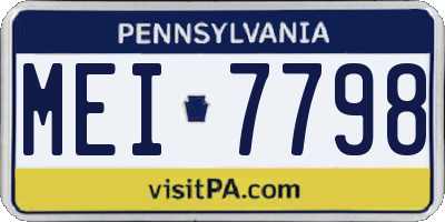 PA license plate MEI7798